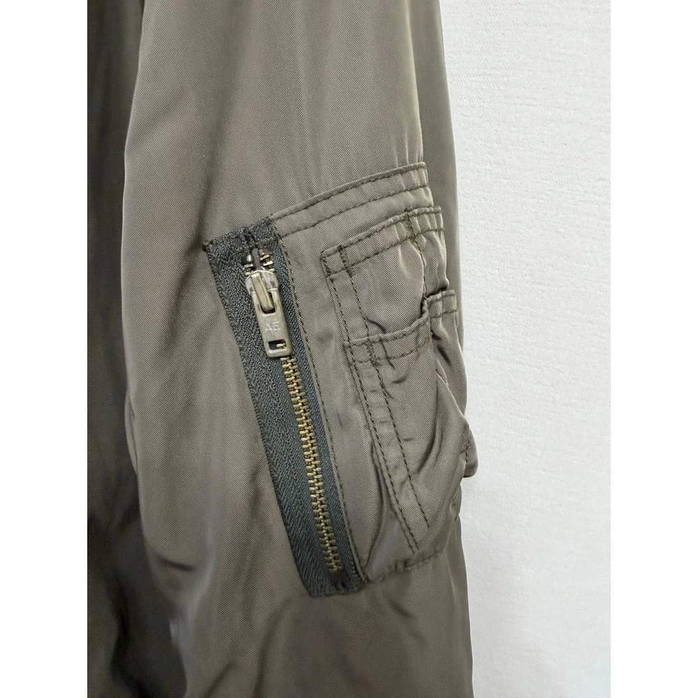 American Eagle Mens Army Green Bomber Jacket XL Quilted Utility Flight Coat